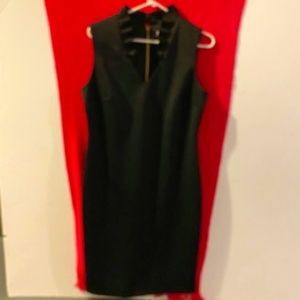 Calvin Klein Black ruffle v neck dress